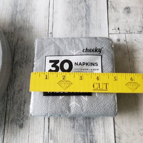 NWT - Sliver and White Snowflake Set of 30 Paper Plates and Paper Napkins - Picture 3 of 3